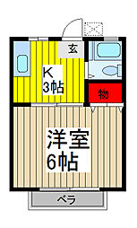 サンシティ山本 1階1Kの間取り