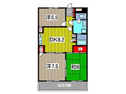 グランドールUNS 8階3DKの間取り