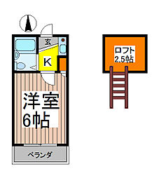 ピュア西川口 1Kの間取図画像