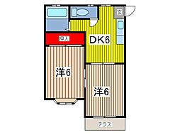 ハイツシェーン2 2DKの間取図画像