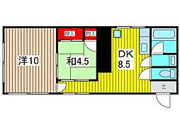 八木橋ワラビマンション 2DKの間取図画像