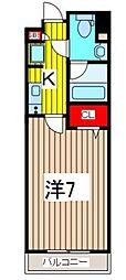 アルファコート蕨3 1Kの間取図画像