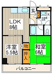 ラ・ベルメゾン小陽 2DKの間取図画像