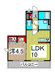 パークリバー 1LDKの間取図画像