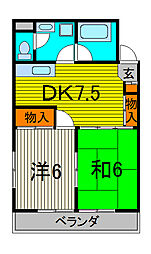 鈴木ビル 2DKの間取図画像