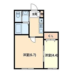MarkDuo芝1 2Kの間取図画像