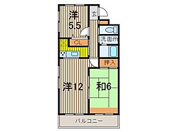 カーサ丸幸 2LDKの間取図画像