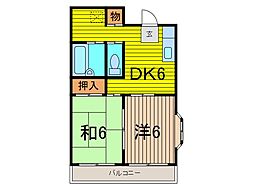 杉田第3ビル 2DKの間取図画像
