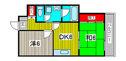 リバティコーポ 2DKの間取図画像