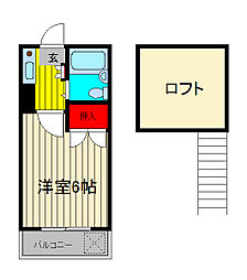 リエス西青木-1 1Kの間取図画像