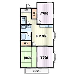 グリーンウッドA 3DKの間取図画像