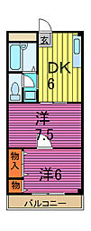 エニーセ西青木 2DKの間取図画像
