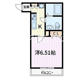 プレジール 1Kの間取図画像