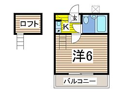 プライズ川口芝 1Kの間取図画像