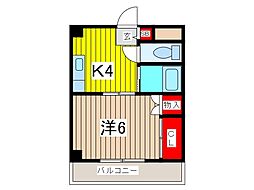 KTサンライト 1Kの間取図画像