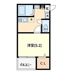 コワンドリュ北戸田 1Kの間取図画像