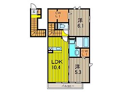 ルピナス参番館 2LDKの間取図画像