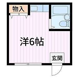 本田マンション1号棟 ワンルームの間取図画像