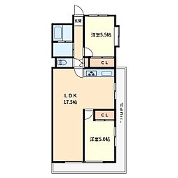 グランメール戸田2 2LDKの間取図画像