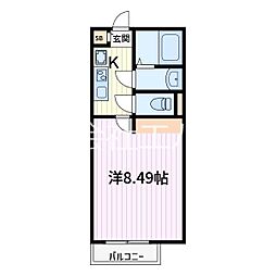 カインドネス蕨 1Kの間取図画像