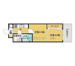 西鉄天神大牟田線 高宮駅 徒歩8分の賃貸マンション 8階2Kの間取り