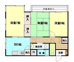 伊勢屋ビル 6階3DKの間取り