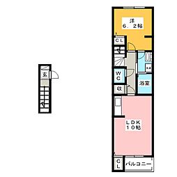 メゾンタカヤ 2階1LDKの間取り