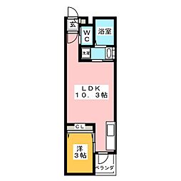 Warren kubomi I 3階1LDKの間取り