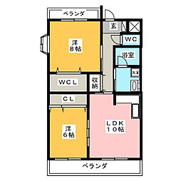 アニバーサリー 2LDKの間取図画像