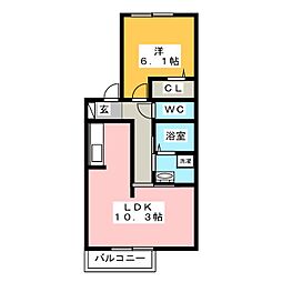 グレースタウン江南F 1LDKの間取図画像