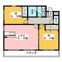 DYNASTY古知野 2LDKの間取図画像