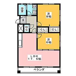 DYNASTY古知野 2LDKの間取図画像