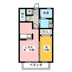 ドエル桐野 1LDKの間取図画像