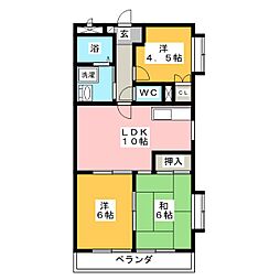 花戸マンション 3LDKの間取図画像
