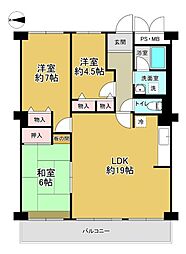 枚方淀川公園スカイハイツ 3LDKの間取図画像