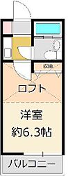 コーポフェニックス 1Kの間取図画像