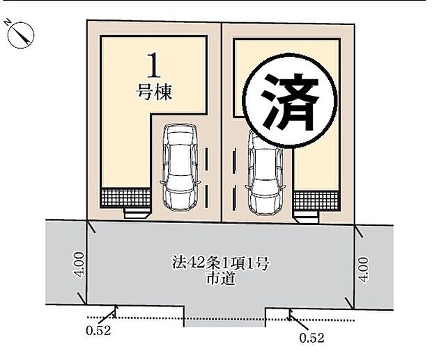 屋根ありでお車も守られる、ビルトインガレージの全2棟。