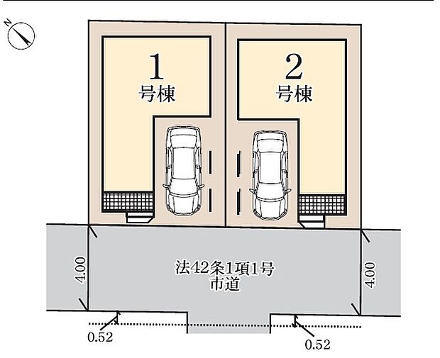 屋根ありでお車も守られる、ビルトインガレージの全2棟。