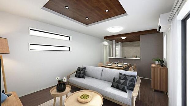 完成予想図です。 ソファやダイニングテーブルも難なく置けるリビングです。