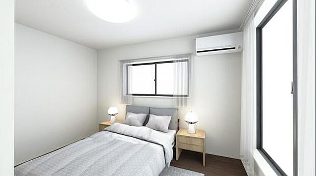 完成予想図です。 主寝室は広々としており、大きめのベッドも置ける広さです。