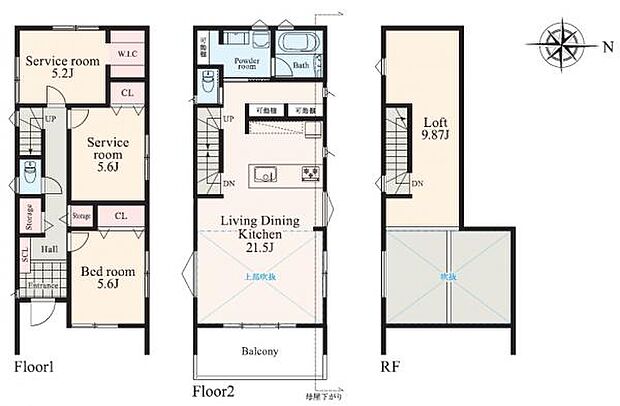 WIC、広々パントリー、リネン棚など収納豊富な間取り。