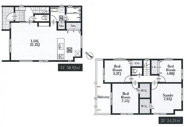 広々21.22帖のLDKのついた3SLDK。納戸は7.93帖あり、居室としてもお使いいただけます。