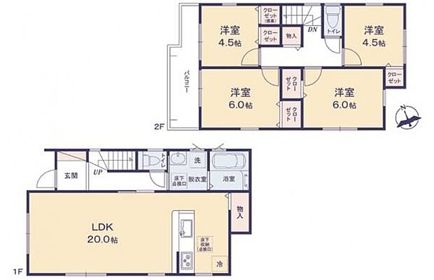 リビングが暖かい4LDK。プライベートが見えにくい好立地。