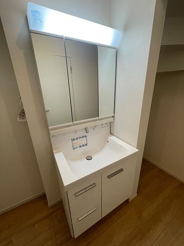 洗面下収納は扉タイプ収納。高さあるものの収納には扉タイプが便利