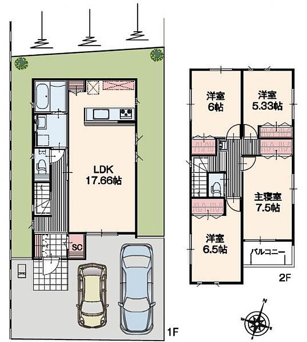 2号棟 玄関スッキリなシューズインクロークのある4LDK。