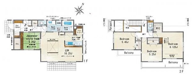 広々パントリーや土間収納、WICなど収納豊富な間取り。