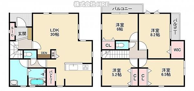 主寝室広々8.2帖。SICやWIC、パントリーなど収納豊富な間取り。