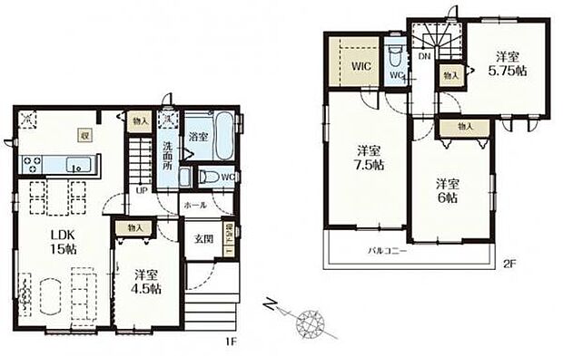 B号棟 季節物の洋服もたっぷりしまっておけるWICを設置したプランです。
