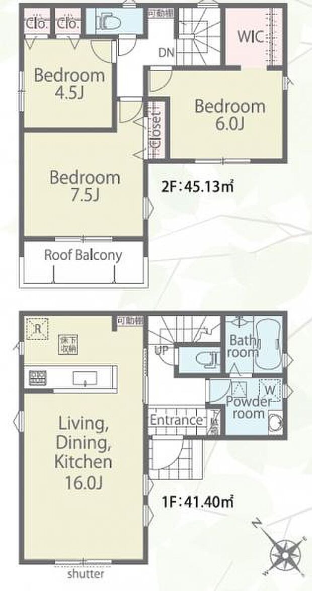 2階洋室にはWICやホール収納など、収納豊富な間取り。