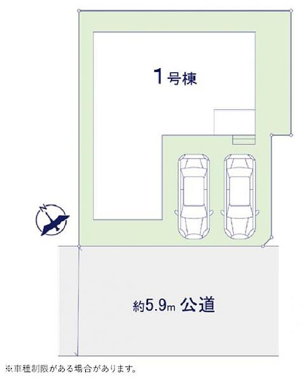 カースペースは車種により2台駐車可能です。 